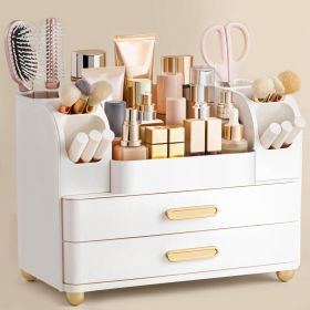 Makeup Organizer for Vanity with Brush Holder, Large Bathroom Countertop Cosmetic Organizer Skin Care Storage, Easy to Store Lipsticks, Nail Poli