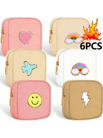 Small Chenille Patch Mini Makeup Bag Set, Nylon Travel Organizer Pouches