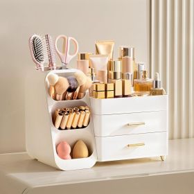 Makeup Organizer with Brush Holder for Vanity, Large Plastic Bathroom Countertop Organizer Skin Care Storage, Easy to Store Lipsticks, Nail Polis