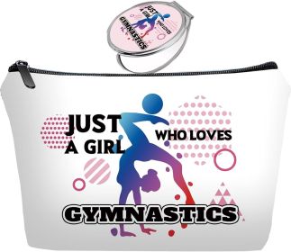Personalized Gymnastics Travel Makeup Cosmetic Bag set with Mirror for women girls,Bride Bridesmaid Makeup Bag organizer kit for Gymnastics lover