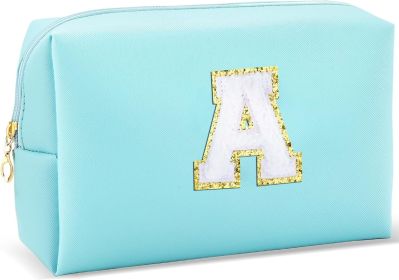 Gifts for Girls Initial Makeup Bag Personalized Cosmetic Bag with Zipper Cute Travel Toiletry Bag Waterproof PU Preppy Makeup Pouch Birthday Gift