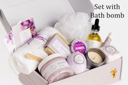 Bath Bomb and Shower Steamer Lizush All Natural Lavender Gift Box
