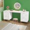 Without Mirror 59-Inch Makeup Vanity Desk with 4 Drawers, White Dressing Table with Storage