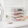 12.1''W Clear Stackable Storage Drawers,3 Pack Acrylic Plastic Organizers Bins for Makeup Palettes, Cosmetics, and Beauty Supplies,Ideal for Vanity