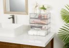 12.1''W Clear Stackable Storage Drawers,3 Pack Acrylic Plastic Organizers Bins for Makeup Palettes, Cosmetics, and Beauty Supplies,Ideal for Vanity