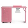 Nail Desk Folding Table, Pink MDF Manicure Station w/ 2 Drawers & 1 Door Cabinet for Nail Art Salon Home Beauty