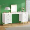 Without Mirror 59-Inch Makeup Vanity Desk with 4 Drawers, White Dressing Table with Storage