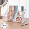 Clear Plastic Vanity Makeup Organizer | 6-Compartment Holder for Brushes, Eyeshadow Palettes, Beauty Supplies | Curved Front Design | Made in USA