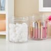 Bella Tall Scrunchie Holder | Stackable Clear Plastic Container (Set of 2) Round Vanity Storage Organizers with Lids for Hair Accessories Beauty Suppl