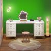 Without Mirror 59-Inch Makeup Vanity Desk with 4 Drawers, White Dressing Table with Storage