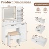 Multi-functional Vanity Desk with Hair Dryer Rack, Storage Stool Makeup Vanity for Home Beauty Organizer