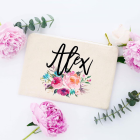 Floral Personalized Cosmetic Bag (Color: Alex)