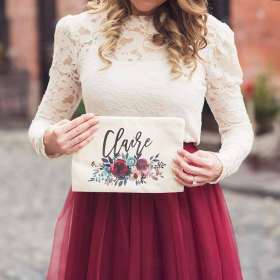 Floral Personalized Cosmetic Bag (Color: Claire)