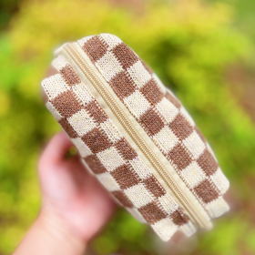 Check Yourself Cosmetic Bag (Color: BROWN)