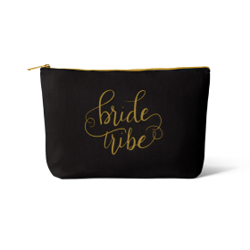 Bride/Bridesmaid Makeup Bag in Canvas (Color: Black)