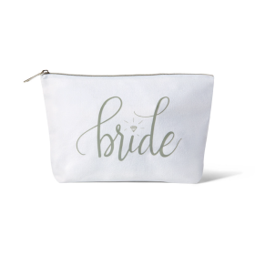 Bride/Bridesmaid Makeup Bag in Canvas (Color: White/Silver)