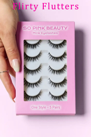 SO PINK BEAUTY Mink Eyelashes 5 Pairs (Color: Flirty Flutters, size: One Size)