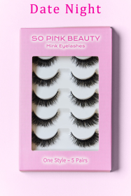 SO PINK BEAUTY Mink Eyelashes 5 Pairs (Color: Heartbreaker, size: One Size)