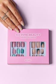 SO PINK BEAUTY Press On Nails 2 Packs (Color: Polished Petals, size: One Size)