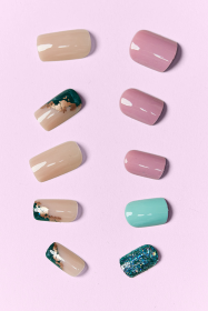 SO PINK BEAUTY Press On Nails 2 Packs (Color: Midnight Glam, size: One Size)