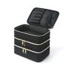 Detachable three-layer diamond grid makeup bag, handheld large capacity skincare storage bag, portable beauty bag for travel