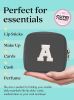 Small Makeup Bag, Personalized Initial Cosmetic Pouch with Zipper | Mini Black Nylon Cosmetic Bag with Zipper, Water-Resistant Beauty Pouch for Purse