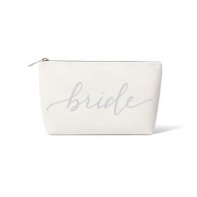 Bride/Bridesmaid Makeup Bag in Faux Leather (Color: White/Silver)