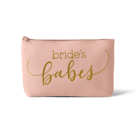 Bride/Bridesmaid Makeup Bag in Faux Leather (Color: Blush Pink)