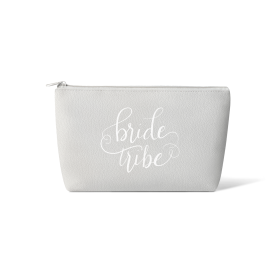 Bride/Bridesmaid Makeup Bag in Faux Leather (Color: Grey)